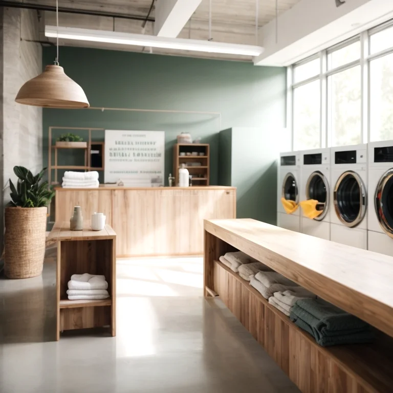 スタッフが洗濯物を車に積み込む場面